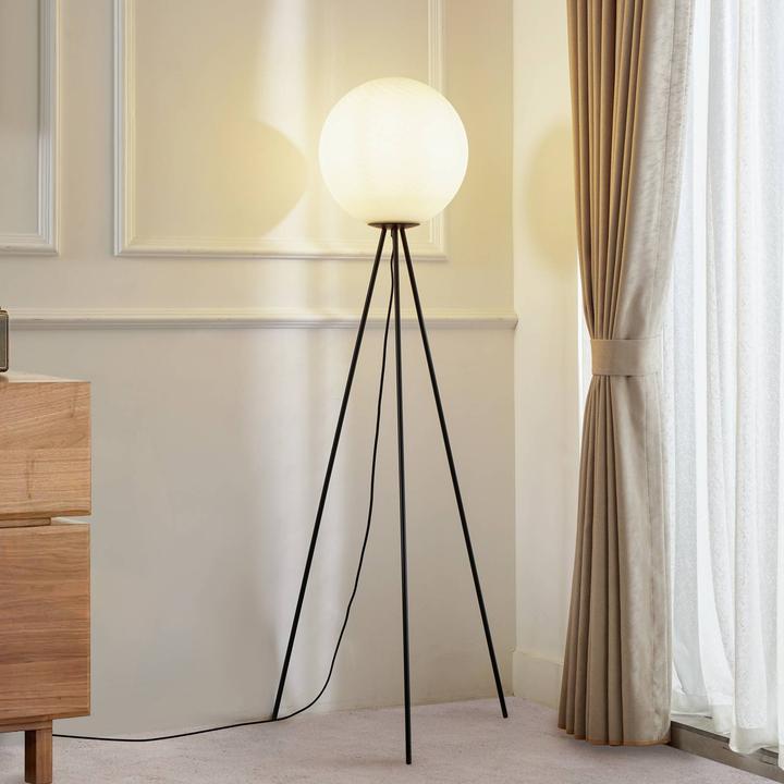 Produktbild Lucande Stehleuchte Kestralia, weiss, Glas, Ø 35 cm, E27 (E27)