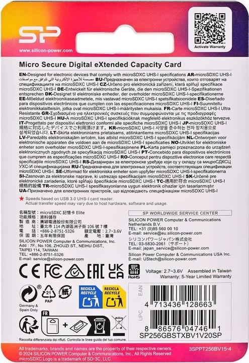 Produktbild Silicon Power memory card Elite Micro SDXC 256GB UHS-I A1 V10 (256 GB, microSDXC, UHS-I)