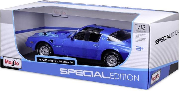 Actual product image Maisto Pontiac Firebird Trans Am 1978 1/18 blue