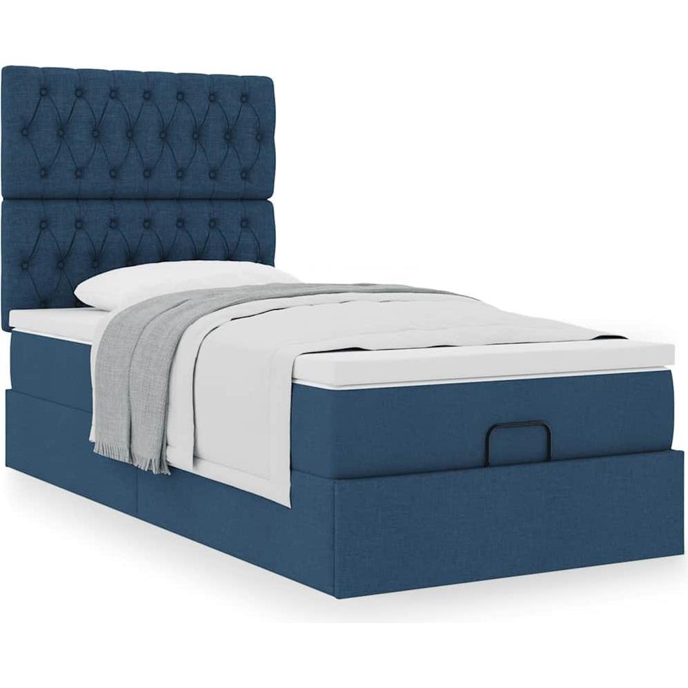 VidaXL, Bett, Ottoman-Bett mit Matratze Blau 90x190 cm Stoff (90 x 190 cm)
