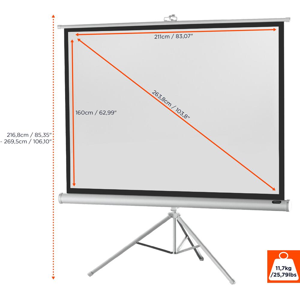 Thumbnail - Celexon Economy tripod screen - Projektionsbildschirm mit Stativ - 264 cm (104") (103.94", 4:3), Leinwand, Weiss