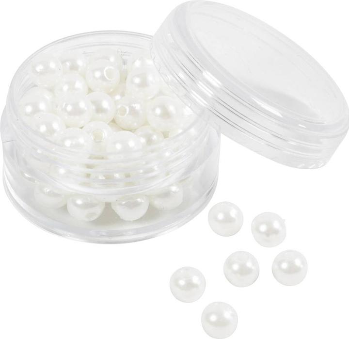 Image du produit Creativ Company Perlen-Set Wachsperlen Weiss, 6 mm, Packungsgrösse: 65