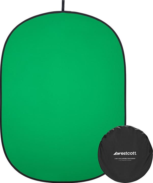 Westcott 2-in-1 schermo grigio e verde (5' x 6.5') fondale pieghevole (152.40 cm, 195.60 cm)