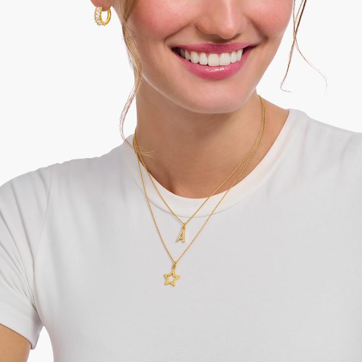 Immagine prodotto Thomas Sabo Catena con ciondolo a forma di lettera N placcato oro (Argento 925, 38 - 45 cm)