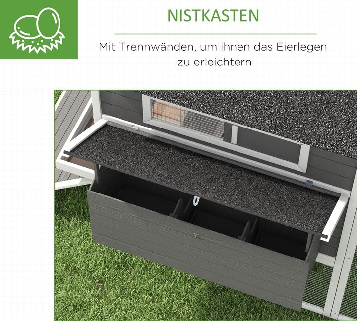 Image du produit PawHut Hühnerstall Tannenholz, Metall Grau