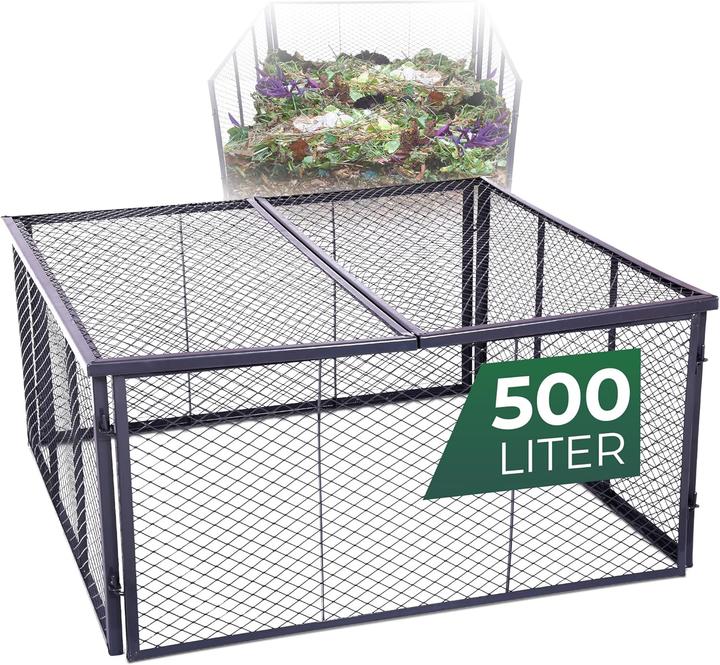 Novatool Garten-Komposter Metall 100x100x50 cm + Deckel oder Boden, mit erweiterbarem Stecksytem, pu (500 l)