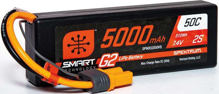 Immagine prodotto Spektrum 5000mAh 2S 7.4V Smart G2 LiPo 50C Hard Case IC5 (7.40 V, 5000 mAh)