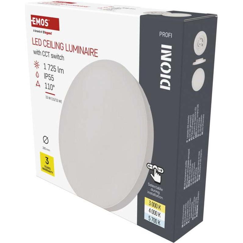 Thumbnail - Emos, Wandleuchte + Deckenleuchte, LED-Anbauleuchte DIONI rund, weiss, 15W, mit Farbtemperatur-Änderung (1725 lm)