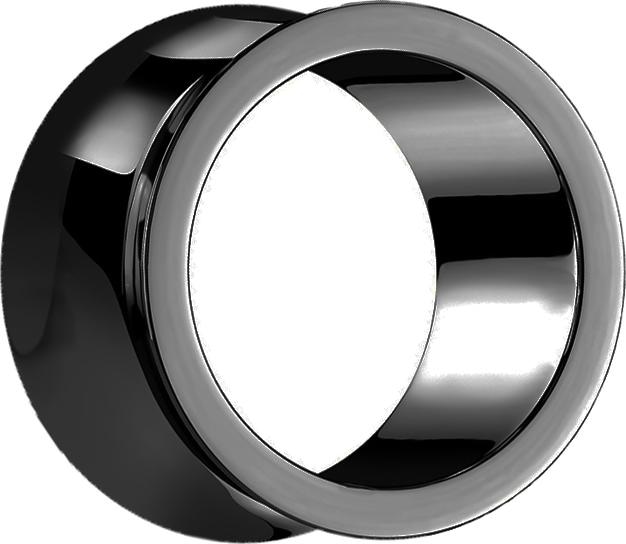 Image du produit Star Piercing Flared Tunnel épais noir (Acier chirurgical 316L, sans laiton)