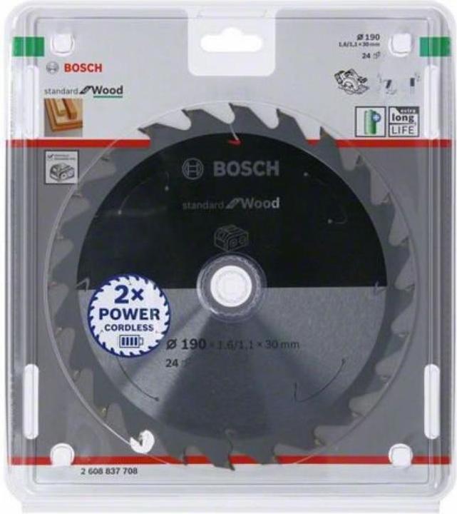 Productafbeelding Bosch Professional Zubehör Cirkelzaagblad Standaard voor hout, 190x1,6/1,1x30,24 tanden