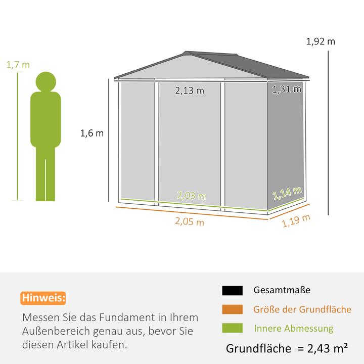 Produktbild Outsunny Gerätehaus Stahl Grau