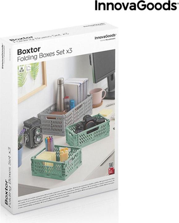 Actual product image InnovaGoods 3x stackable and foldable storage boxes (20 cm, 3x)