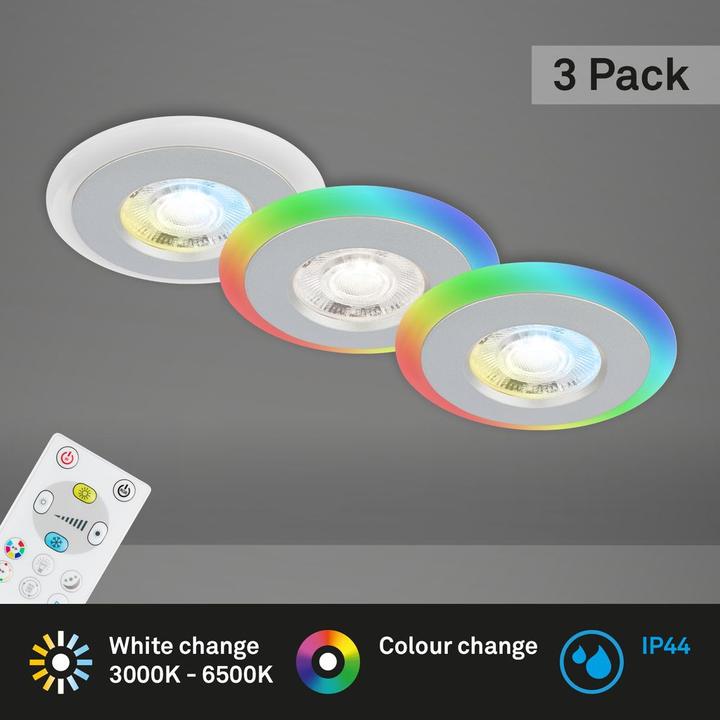 Produktbild Briloner LED Einbauleuchten-Set, mit RGB-LED, chrom-matt, 3xLED/5W, IP44 (460 lm)