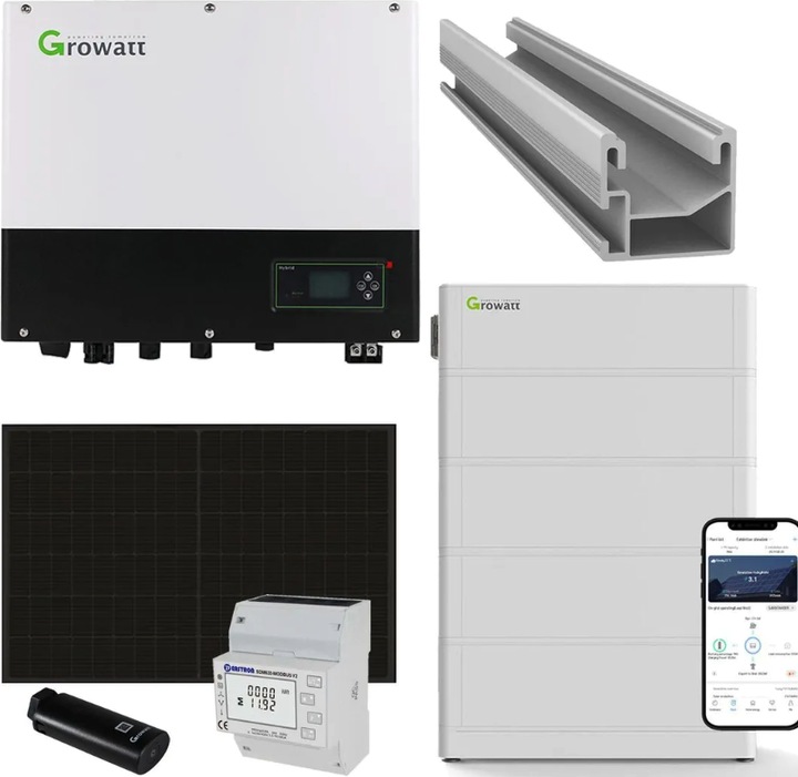 Image du produit Growatt Système solaire 12 kWp avec batterie de stockage 10,24 kWh - kit complet - pour tous les types de (13000 W)