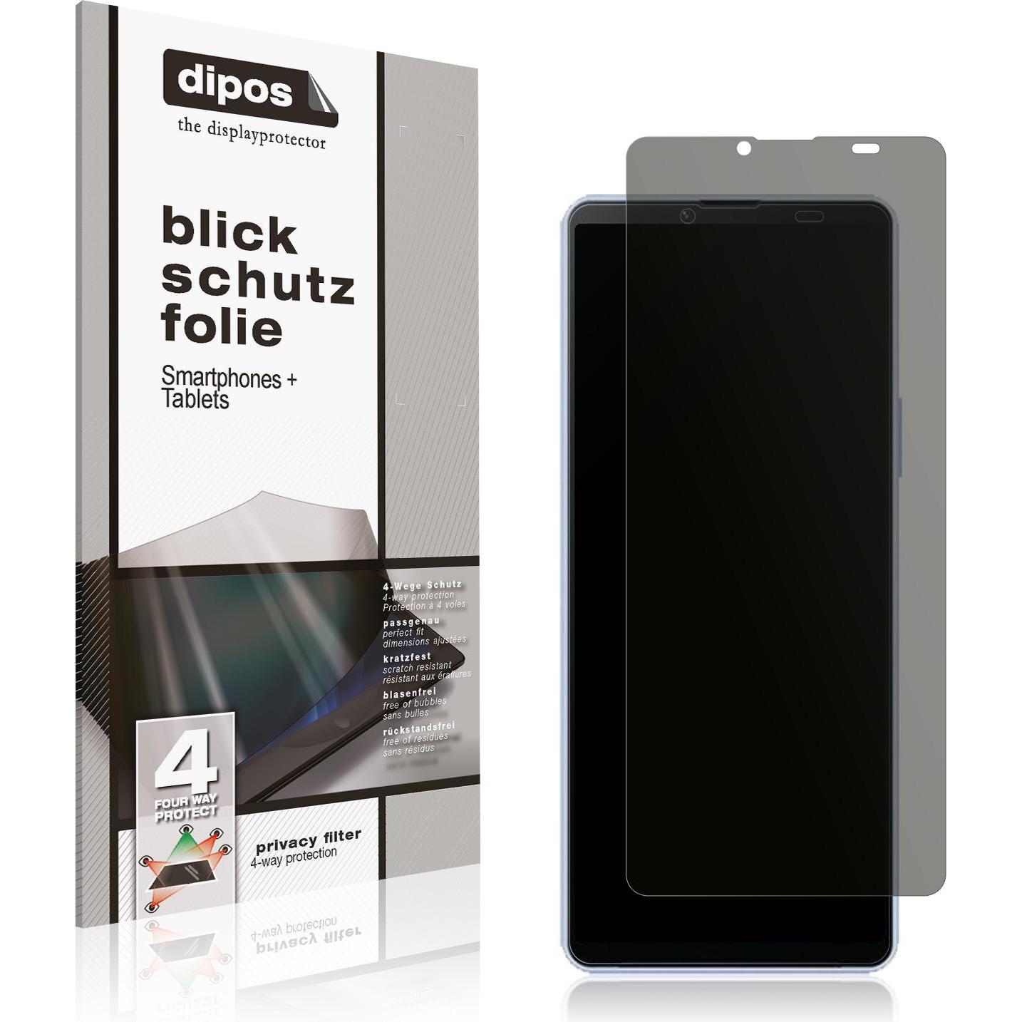 Dipos Blickschutzfolie 4-Way Privacy (1 Stück, Sony Xperia 10 V), Smartphone Schutzfolie, Transparent