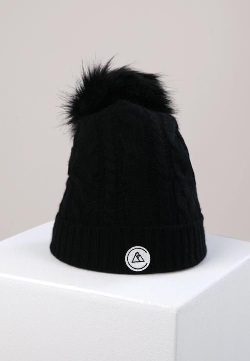 Image du produit Cash-Mere Kaschmir Mütze mit Zopfmuster und Bommel (Taille unique)