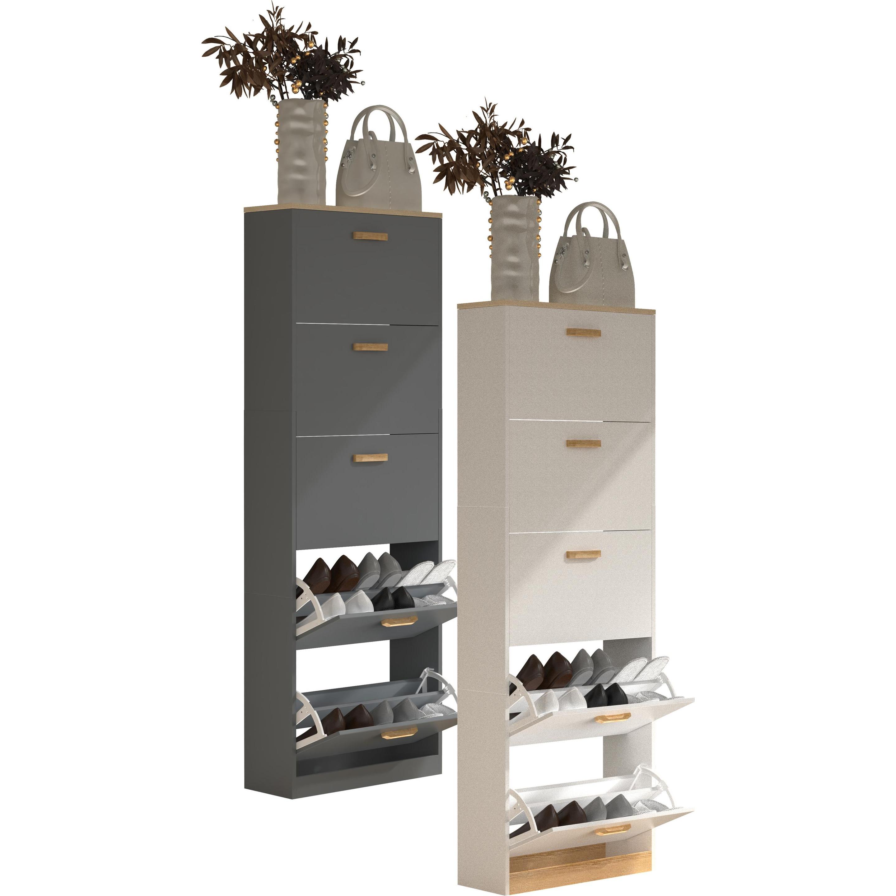 Thumbnail - VCM, Schuhschrank, Schuhschrank Schuhkipper Schrank HalomXL (170 x 59 x 22 cm)