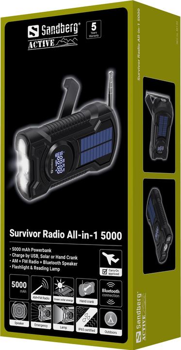 Image du produit Sandberg Survivor Radio All-in1 5000 (5000 mAh, 10 W, 18.50 Wh)