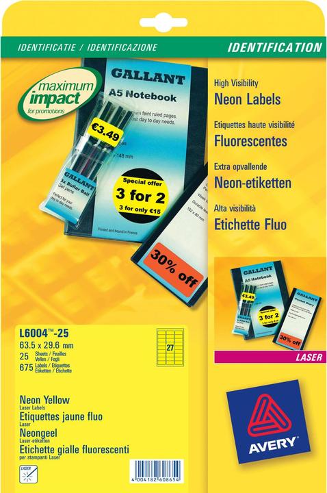 Actual product image Avery Neon labels