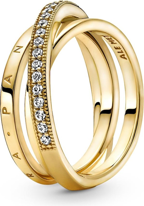 Pandora Shine Logo Crossover Pavé Triple Band Ring