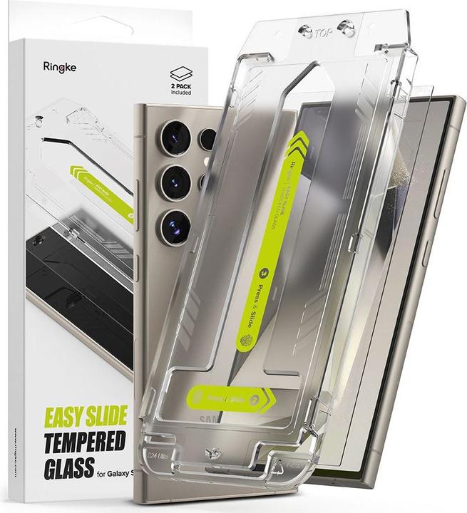 Actual product image Ringke Screen Protector for Galaxy S24 Ultra EASY SLIDE TEMPERED GLASS 2 pack, w installation Jig (2 pcs., Samsung Galaxy S24 Ultra)
