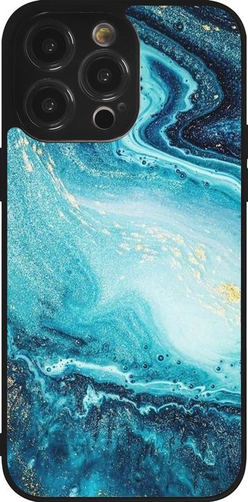 Actual product image PhoneLook Coque Silicone rigide noir Sea Foam Blue (Apple iPhone 14 Pro Max)