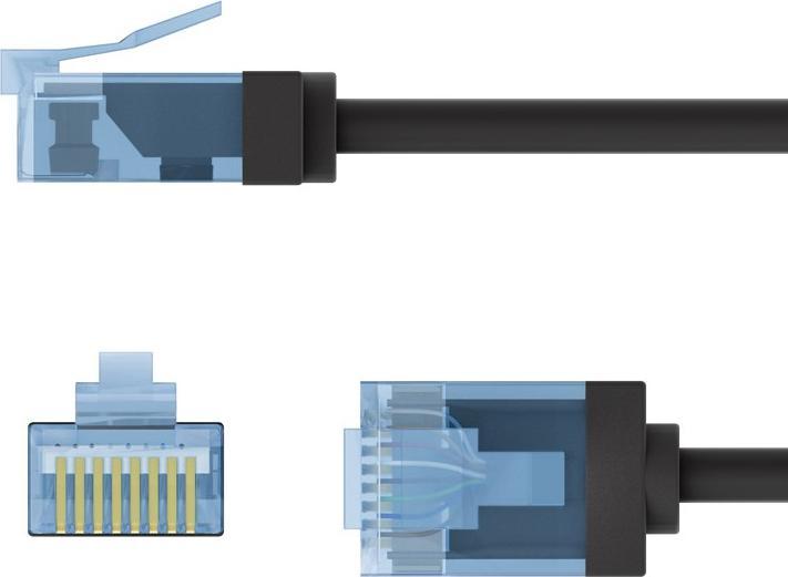 Produktbild Goobay Ultraflexibles CAT 6A Patchkabel, slim, U/UTP, schwarz (U/UTP, CAT6a, 5 m)