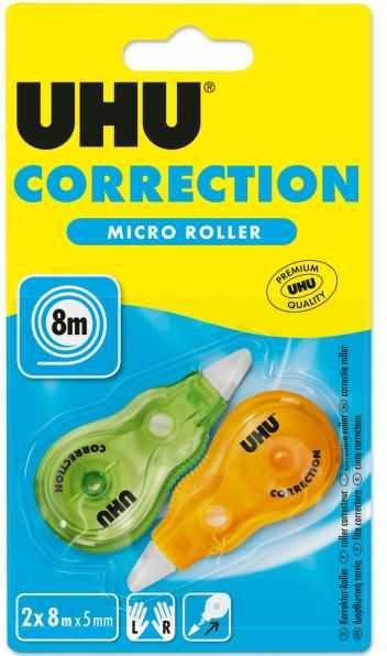 UHU Mini rullo correttore micro monouso, blister di 2 pezzi