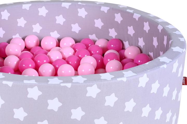 Image du produit Knorrtoys Piscine à balles soft - "Grey white stars" - 300 balls soft pink (ca. 6cm diamètre)