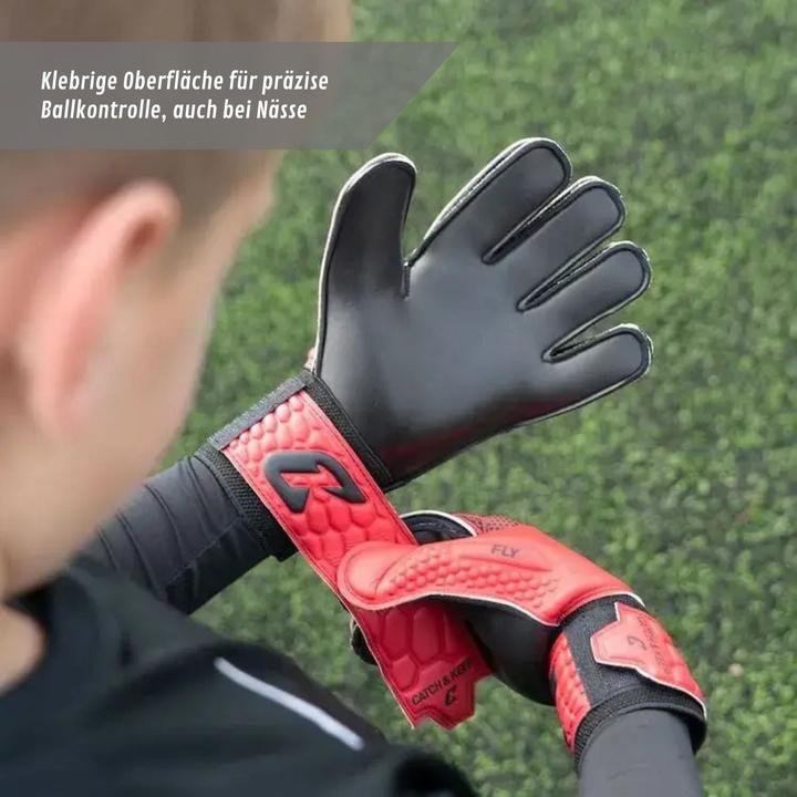 Produktbild Catch & Keep Fussballhandschuhe Fly Kids Red Soul Gr. 7 Torwart Goalie Handschuhe (7)