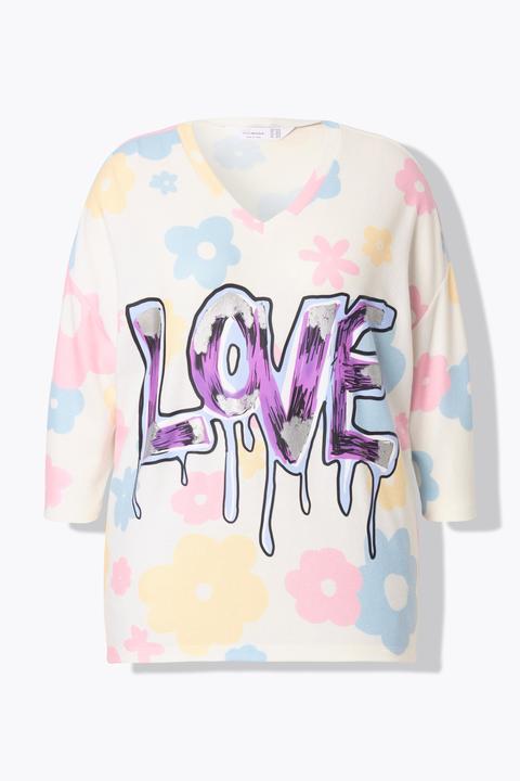 Image du produit Miamoda Pullover, oversized, Blumen, glänzendes Statement (46, 48)