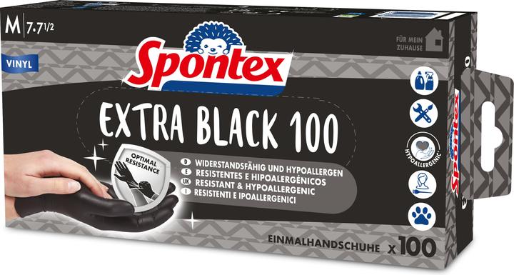 Actual product image Spontex Disposable gloves Extra Black 100 made of vinyl size M