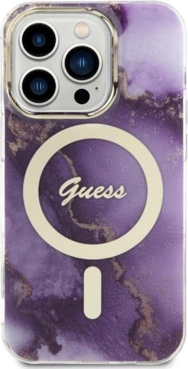 Actual product image Guess GUHMP14XHTMRSU iPhone 14 Pro Max 6.7" purpurowy/purple hardcase Golden Marble MagSafe (Apple iPhone 14 Pro Max)