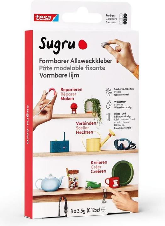 Actual product image Sugru by tesa Sugru 8x mouldable all-purpose adhesive, versatile adhesive putty for decorating, gluing & repairing (28 g)