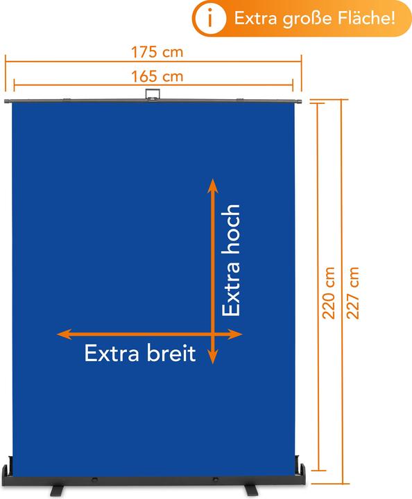 Produktbild Walimex pro Roll-up Panel Hintergrund blau 165x220 (176.50 cm, 226 cm)