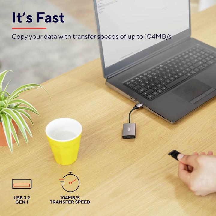 Actual product image Trust MEMORY READER FLASH USB3.2/24135 (USB 3.1, USB 3.2, USB-C 3.2 Gen 1)