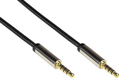Produktbild Python Audio Anschlusskabel High-Quality, 4-poliger 3,5mm Klinkenstecker beidseitig, Textilmantel, schwarz (3 m)