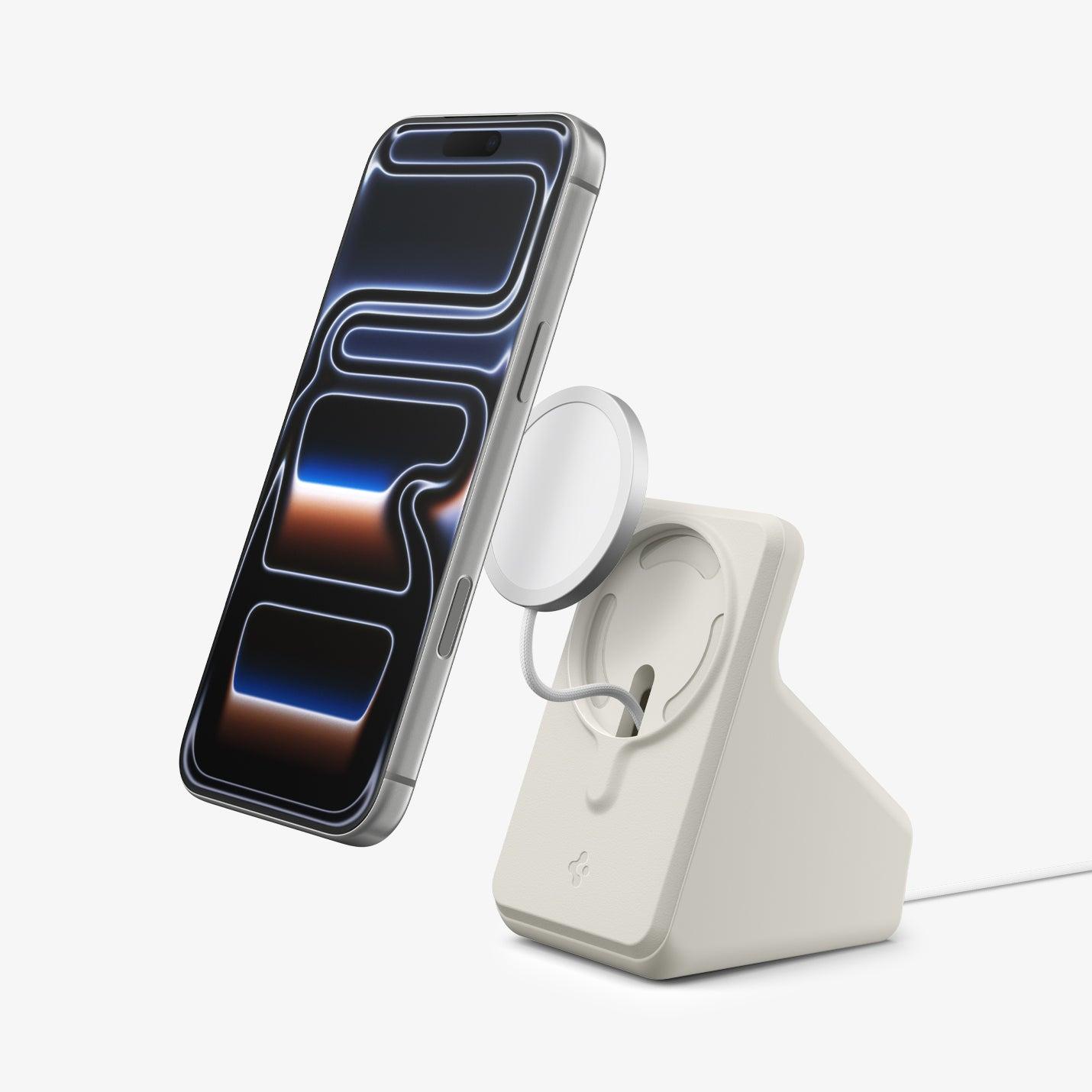 Spigen Magsafe Charger Stand (Mag Fit) (25 W), Caricabatteria senza fili, Beige