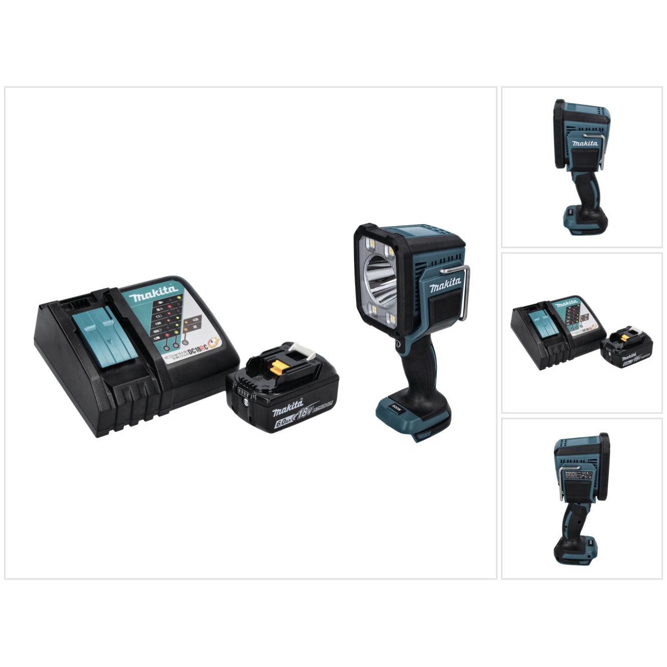 Makita, Arbeitsleuchte, DML 812 RG1 Akku LED Handstrahler 18 V 1250 lm + 1x Akku 6,0 Ah + Ladegerät (1250 lm)