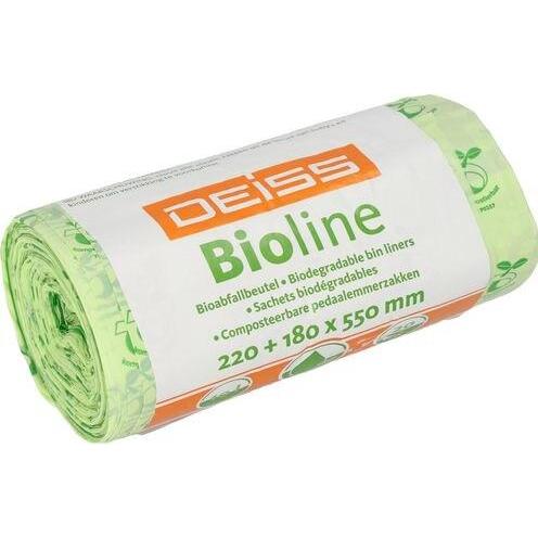 Deiss Müllbeutel BIOLINE 22+18 x 55 cm (B x H) 10l ecovio natur 20 St./Pack., Abfallsack, Grün