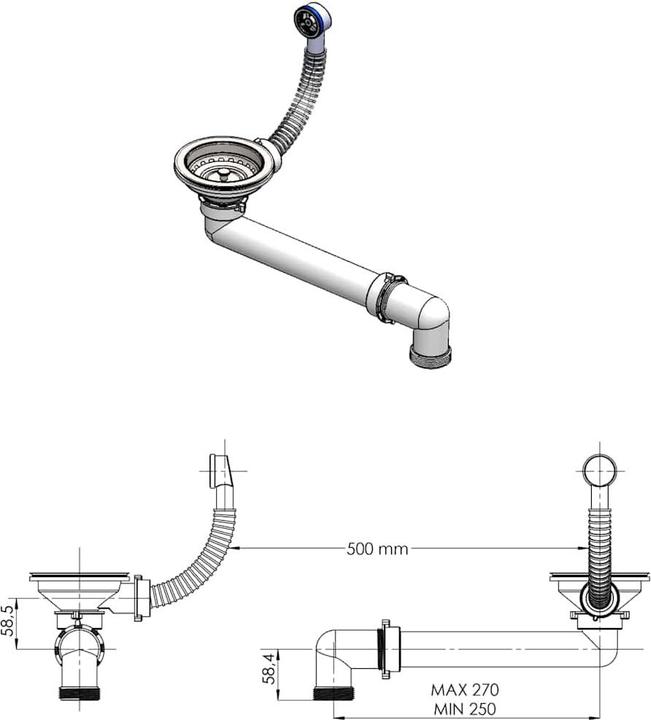 Produktbild vidaXL Tomasine (Einbauspüle, 56.50 cm, 51 cm)