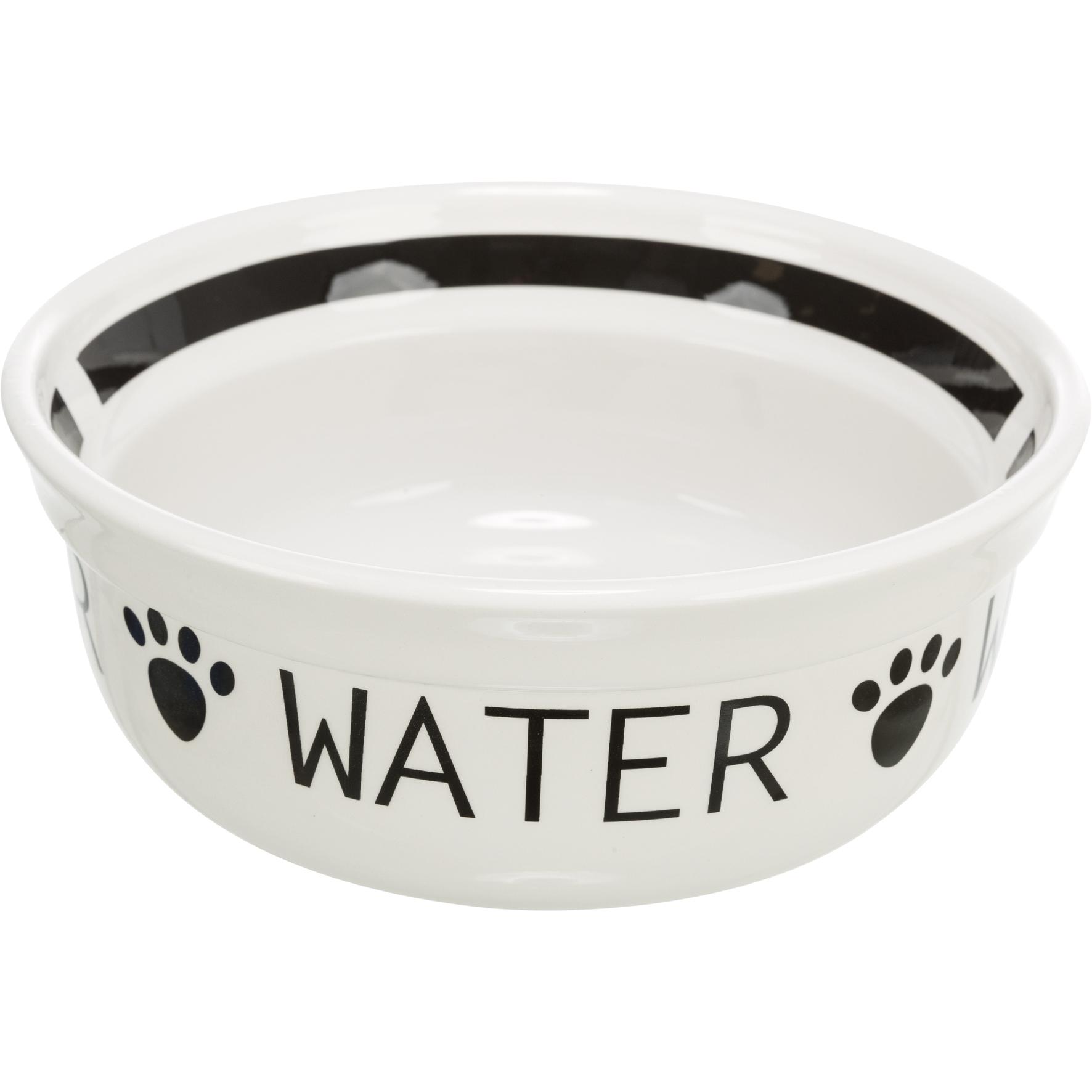 Mangeoire En Céramique - Trixie - 0,6 L - Ø 15 Cm - Blanc/Noir - Pour Chiens Et Chats - Taille Unique