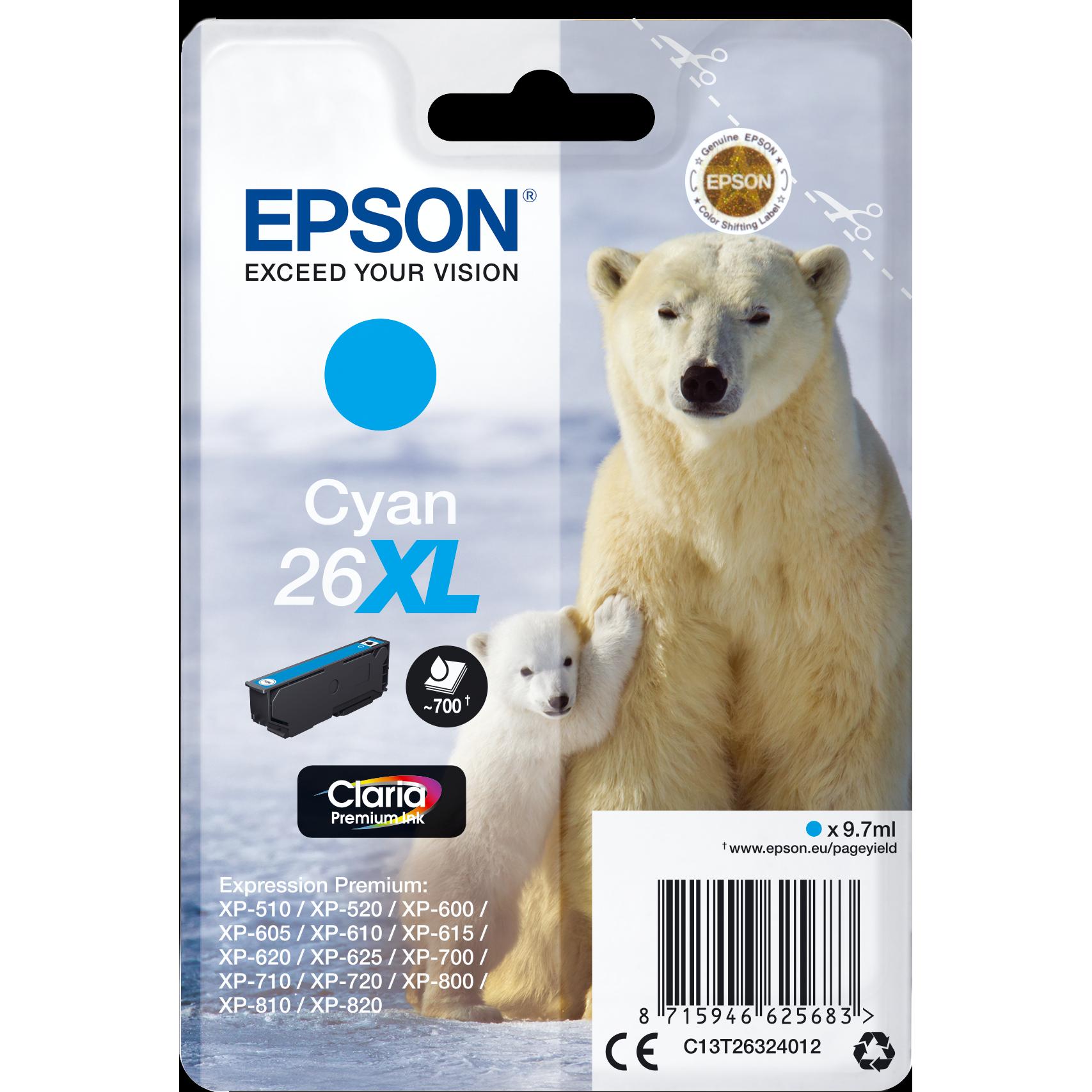Epson, Druckerpatrone, Claria Home Ink Cyan 26xl (C)