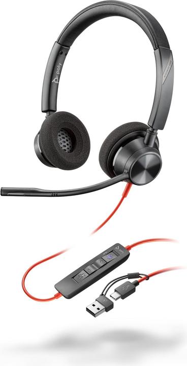 Produktbild Poly Blackwire 3320 USB-C Stereo-Headset, für Microsoft Teams zertifiziert, + USB-C/A-Adapter (Kabelgebunden, USB-C)