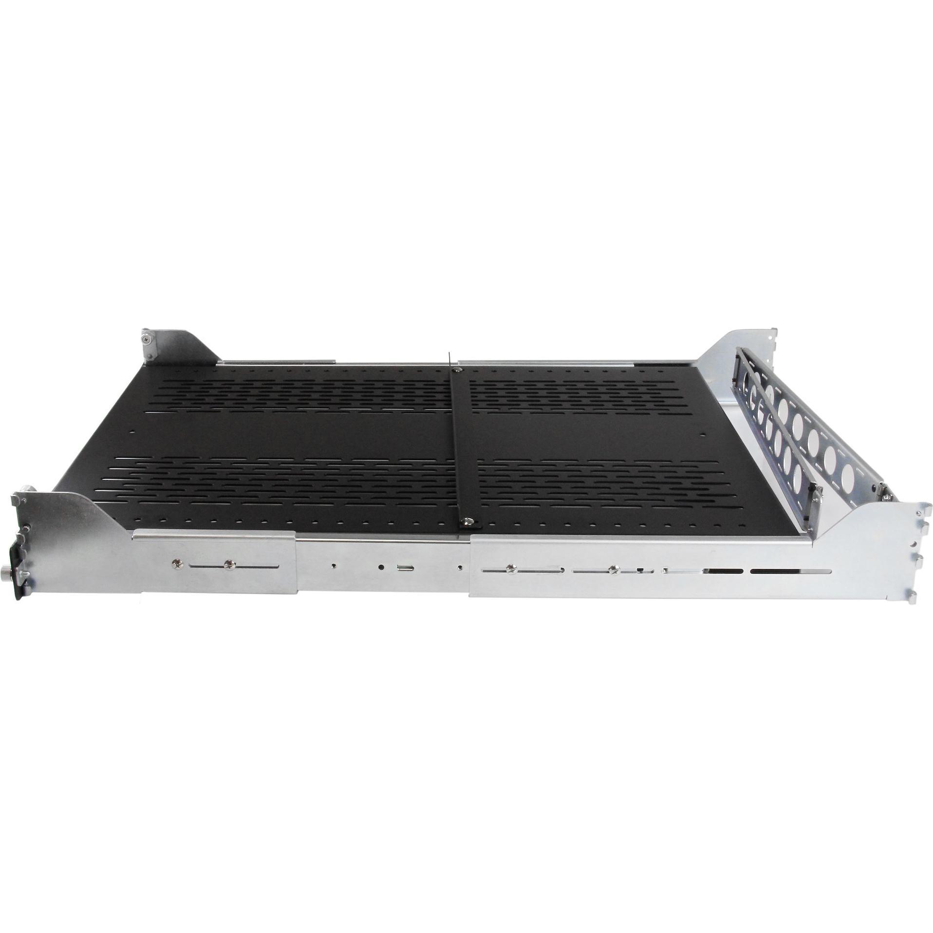 Thumbnail - StarTech 2u Vented Sliding Rack Shelf, Serverschrank Zubehör, Schwarz, Silber