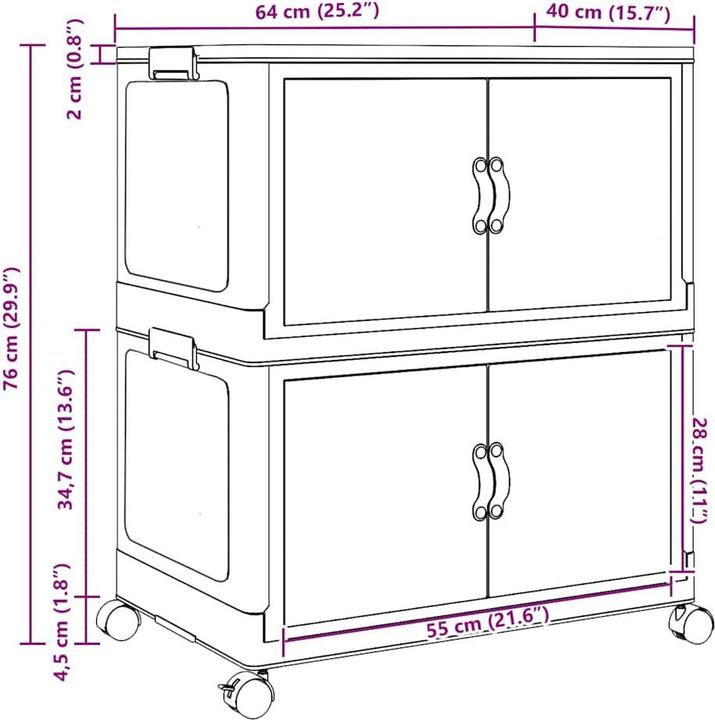 Actual product image vidaXL stapelbare Aufbewahrungsbox (65 cm, 75 l, 1x)