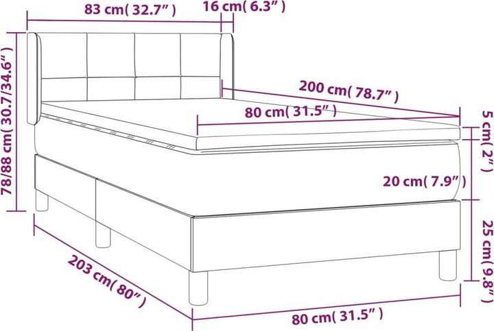 Immagine prodotto vidaXL Boxspringbett (80 x 200 cm)