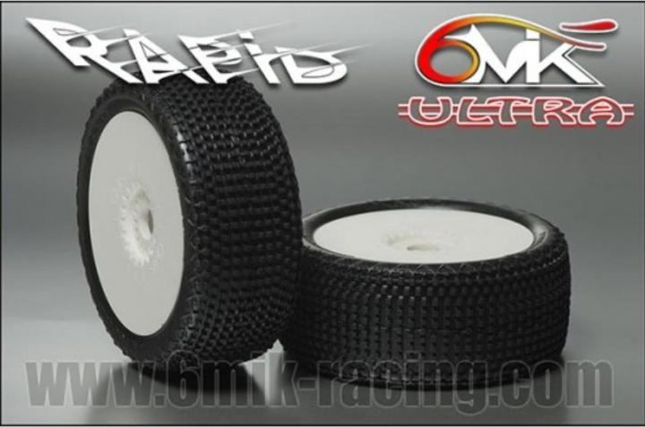 Produktbild 6MIK Rapid Tyres in Silver compound glued on rims (Pair) - for Astroturf