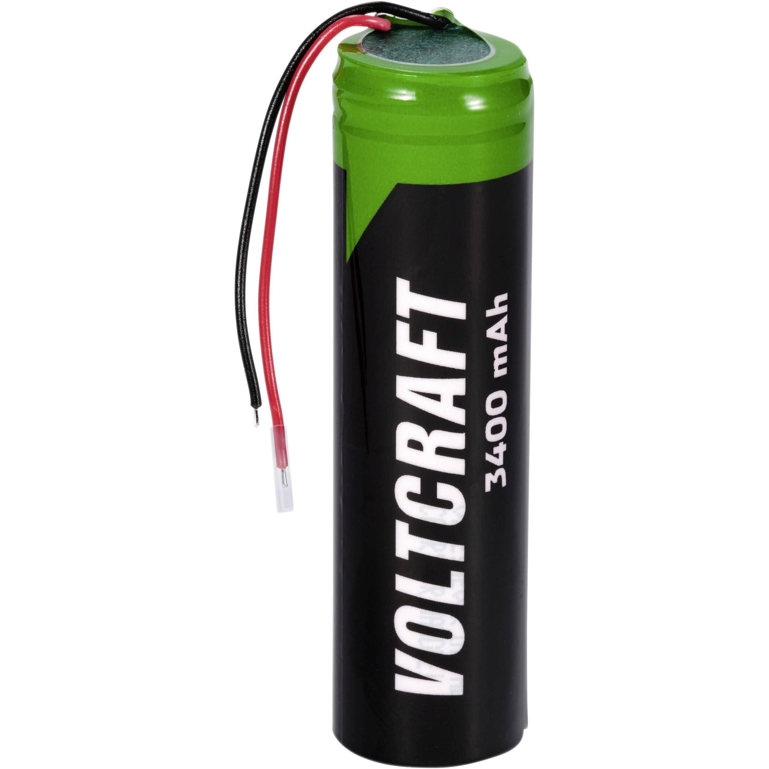 Voltcraft VC-18650PCM Spezial-Akku 18650 Kabel Lithium 3.6 V 3400 mAh (1 pz., 18650, 3400 mAh), Batterie + pile