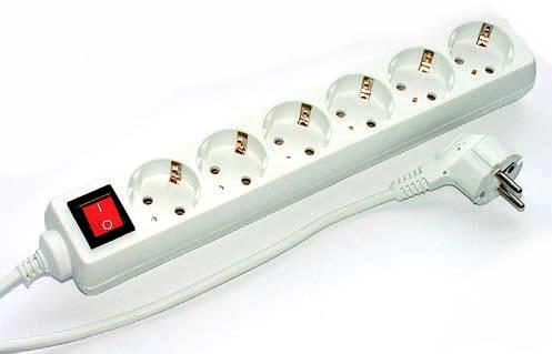 Actual product image E+P E 60 6AC Outputs 1.5m White Extension Cable (6x, CEE 7/4, 1.50 m)